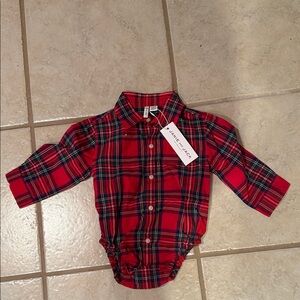 Janie and Jack cotton long sleeve plaid onesie
